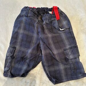 WRANGLER Boys Size 8 Regular Navy Blue & Grey Plaid Swim Trunks